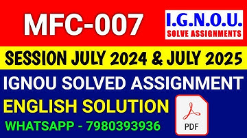 MFC 7 solved assignment 2024-25 | MFC 7 solved assignment 2025 | Ignou MFC 7 in English