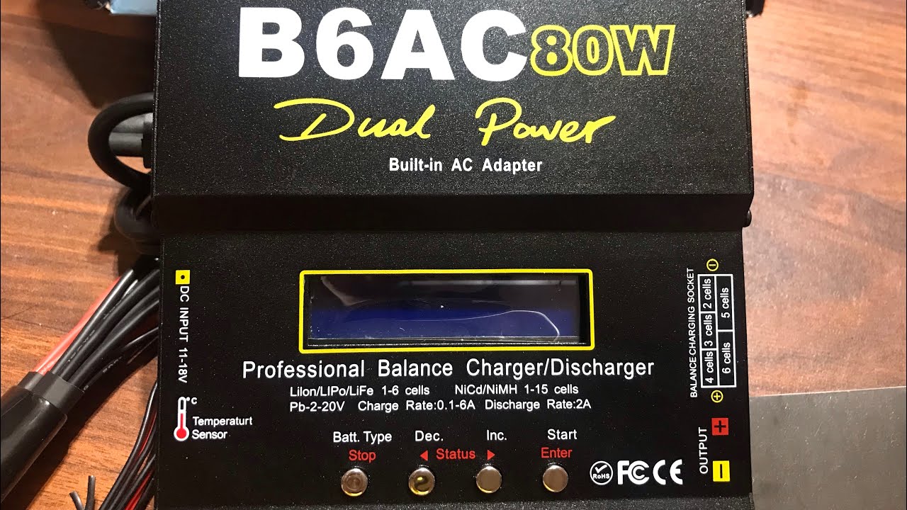 B6AC 80W zwart digitale LCD balancer oplader voor Li-Ion Ni-Cd Ni-MH RC accu 100V-240V Eurostekker