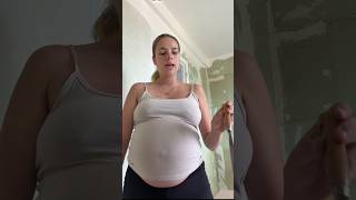 Daily Routine: No Bra, Pregnant Woman Renovating Her House with Visible Nipples