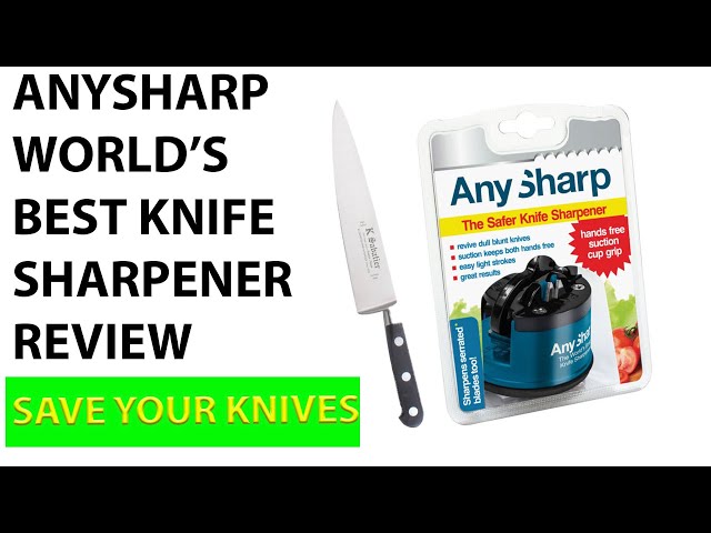 AnySharp Pro Safer Hands-Free Knife Sharpener, Pro, Red 