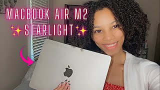 MACBOOK AIR M2 STARLIGHT UNBOXING | Set Up + First Impressions