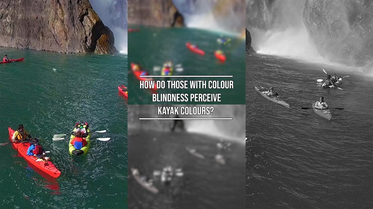 How do those with colour blindness perceive kayak colours?