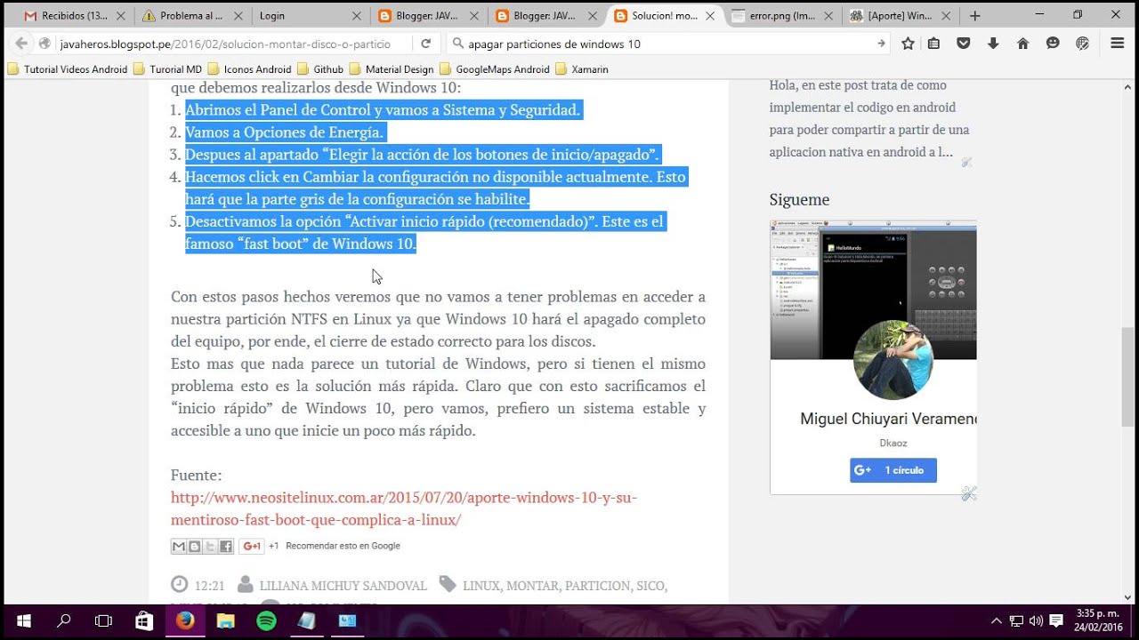 Montar disco o particion de Windows 10 en Linux