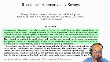 Read a paper: Ropes-- an alternative to Strings