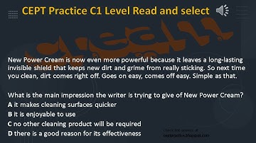 CEPT Practice C1 Level Read and select about new power cream