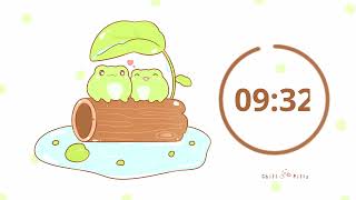 10mins - Study Timer aesthetic rain with cute frogs #timer #10mins #10minstimer