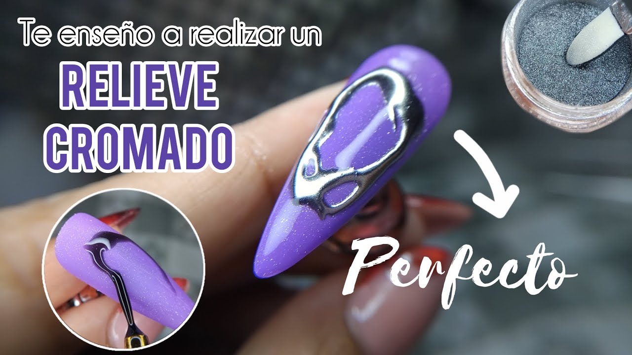 COMO HACER RELIEVES EN UÑAS CON EFECTO ESPEJO | RELIEVE CROMADO PASO A PASO FACIL  | ASI LO HAGO YO