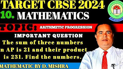 The sum of three numbers in AP is 21 and their product is 231. Find the numbers.#cbseclass10maths