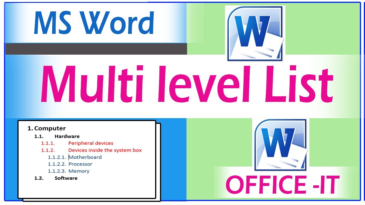MS Word Tutorial: Multilevel List in Tamil - YouTube