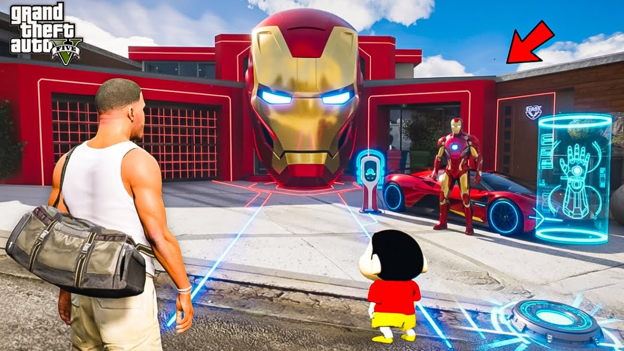 Franklin & Shinchan Found IRON MAN’s Secret Mega House | GTA 5 Telugu | Dhanu Dino
