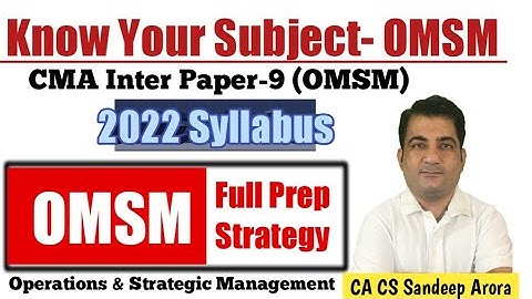 CMA Inter Paper 9 Operations Management & Strategic Management ! Know Your Subject | CMA Inter P-9