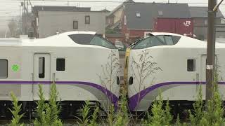 甲種輸送気動車8両 キハ261系1000番台 北海道入り 東室蘭駅5:17通過 東室蘭操車場 2019.7.26