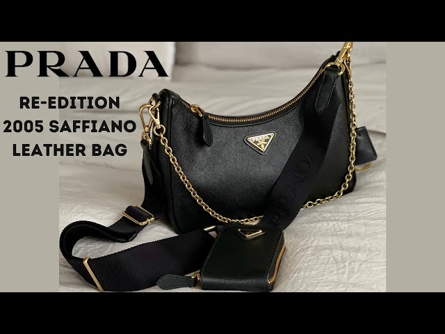 PRADA Re-Edition 2005 Saffiano Leather Shoulder Bag Gray