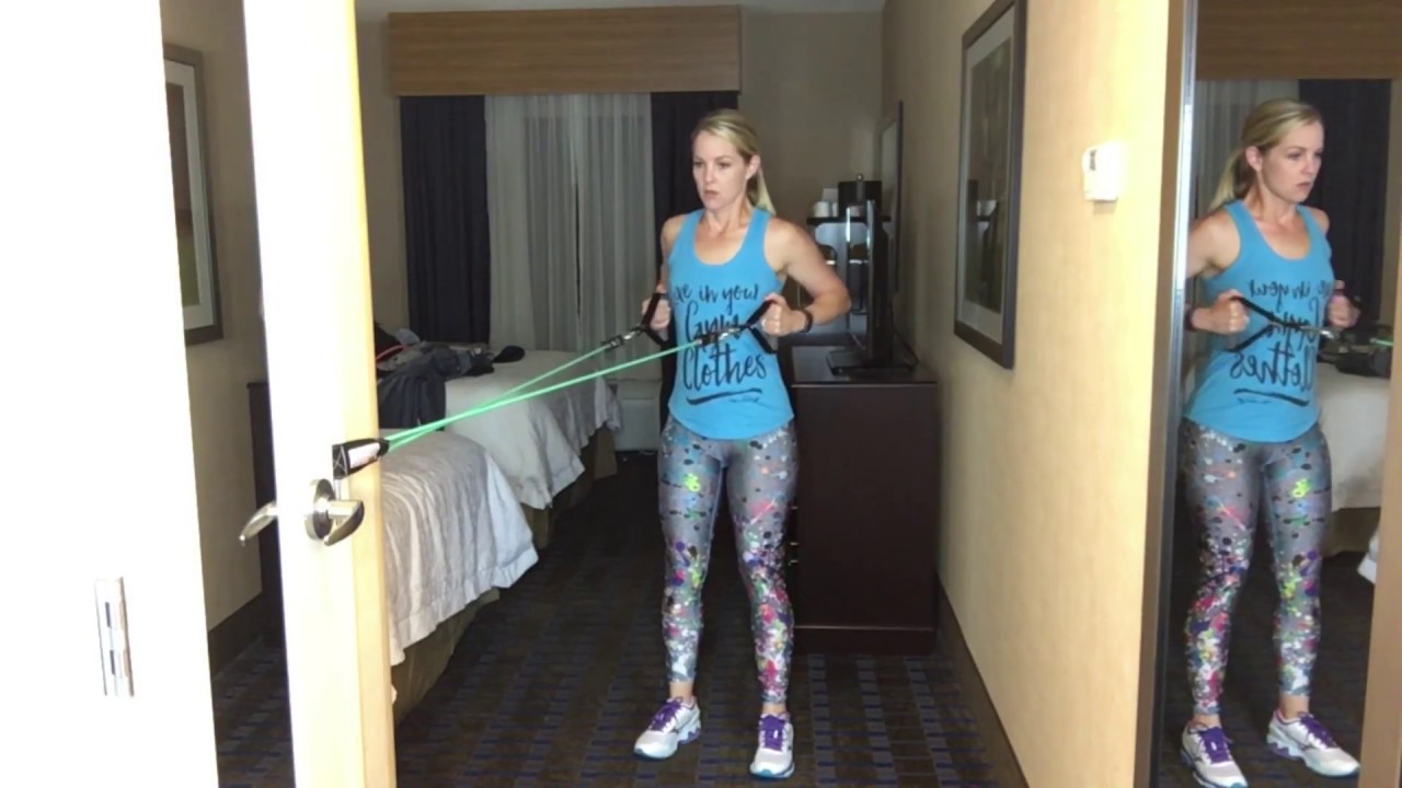 Standing Resisted Rows Resistance Band Standing Rows - YouTube