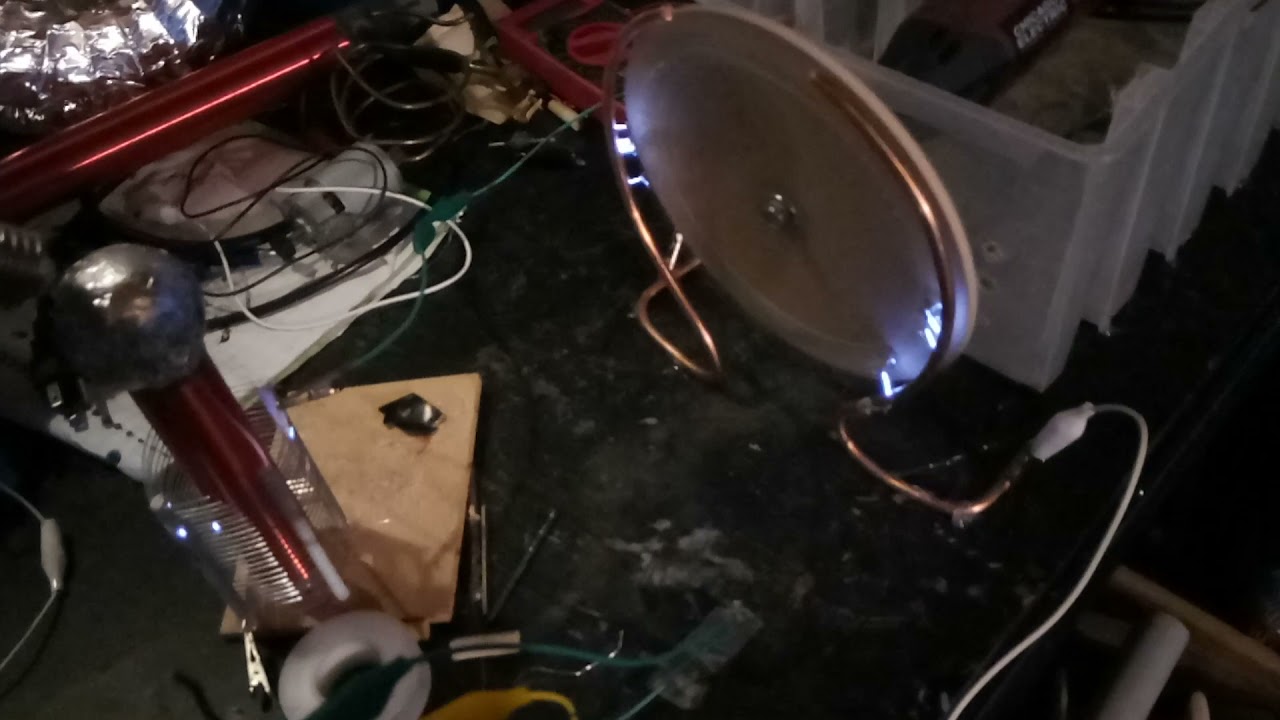 Tesla coil rotary spark gap test for bigger coil YouTube