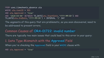 Troubleshooting the ORA-01722: invalid number Error in Oracle SQL