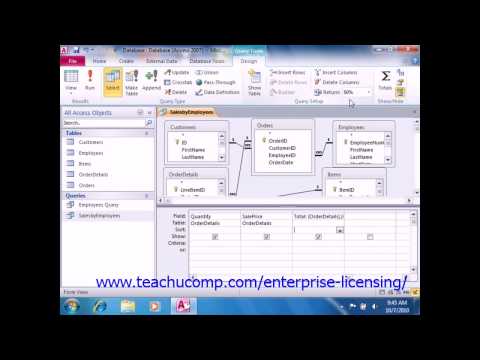 Microsoft Office Access Tutorial 2010 Advanced Queries Lesson 8.4 Employee Group Training