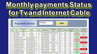 Tv and internet Cable payments and recovery sheet | Routine payment status and monthly activity screenshot 5