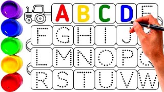 Alphabet, ABC song, abcd, a to z, Kids rhymes, collection for writing along dotted lines for toddler