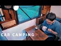 [Rain car camping] Heavy rain on a tired night | DIY light truck camper | 74