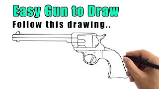 gun draw easy step drawing beginners sketch pistol