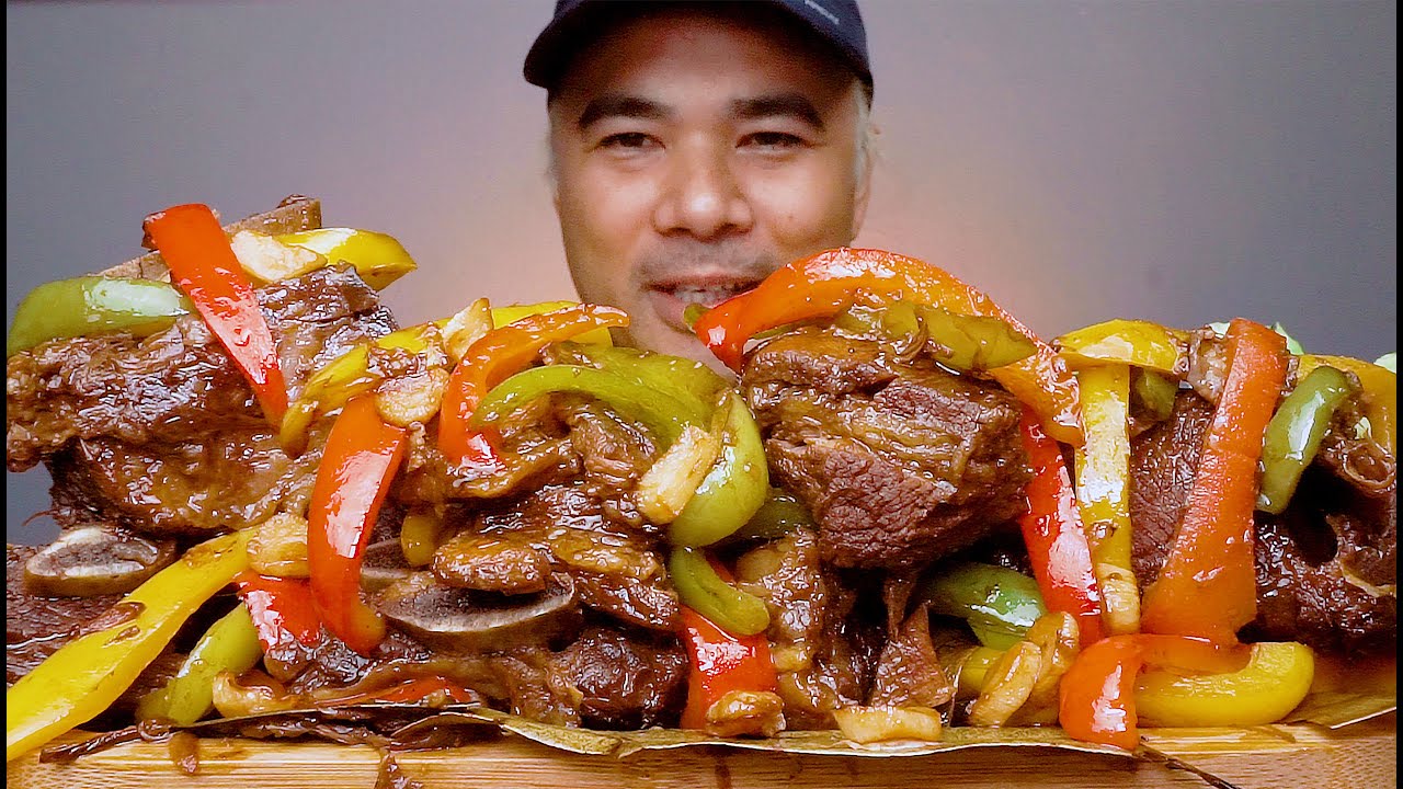 BRAISED BEEF SHORT RIBS WITH VEGETABLES MUKBANG ASMR ENGLISH