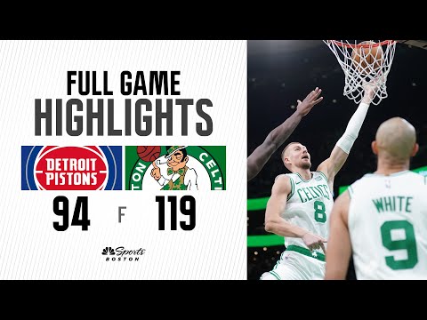HIGHLIGHTS: Shorthanded C's continue to dominate at home, beat Pistons for 6th straight win