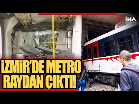 İzmir'de Metro Raydan Çıkarak Duvara Çarptı!
