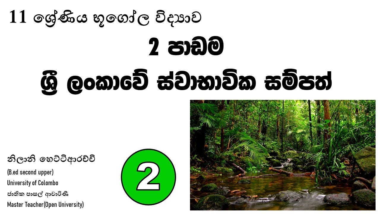 11 ශ්‍රේණිය භූගෝල විද්‍යාව 2 පාඩම ශ්‍රී ලංකාවේ ස්වාභාවික සම්පත් | 2 කොටස