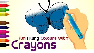 Colouring the Butterfly | Fun Filling Colours with Crayons | Crayons Nursery Rhymes | Color Crayons