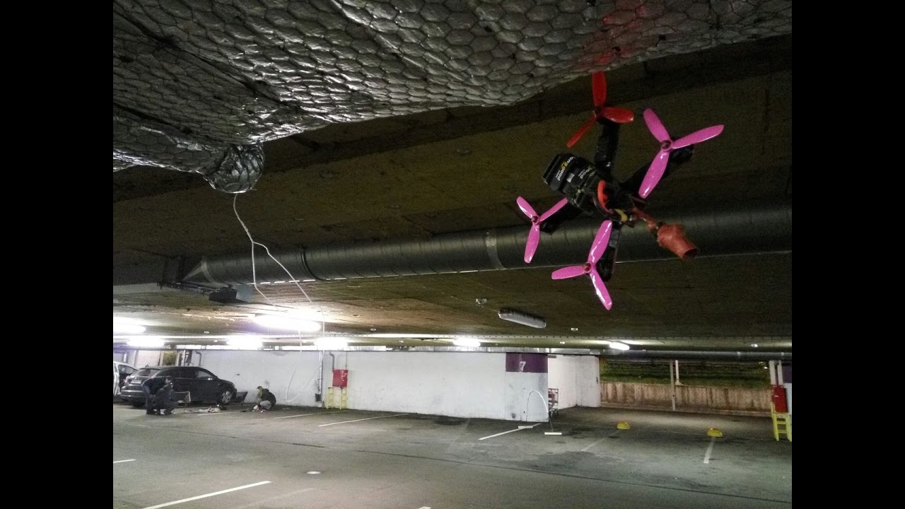 FPV drone racing on parking