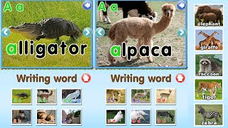 ABC Animal Writing Words for Kids – 52 Real Animal Names and Sounds Learning