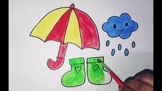 Umbrella and Boots Drawing, Painting and Coloring for Kids, Toddlers | Learn How to Draw Easy by Cho Cho Tv Star 462 views 7 days ago 3 minutes, 58 seconds