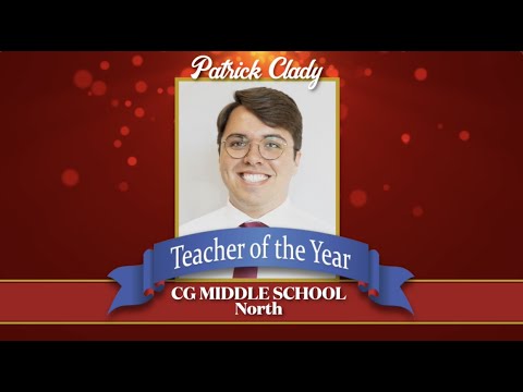 Patrick Clady is the 2023 Center Grove Middle School North Teacher of the Year. Learn more about Center Grove's Teachers of the Year at www.centergrove.k12.in.us/teacherawards. 2023 Center Grove Middle School North Teacher of the Year