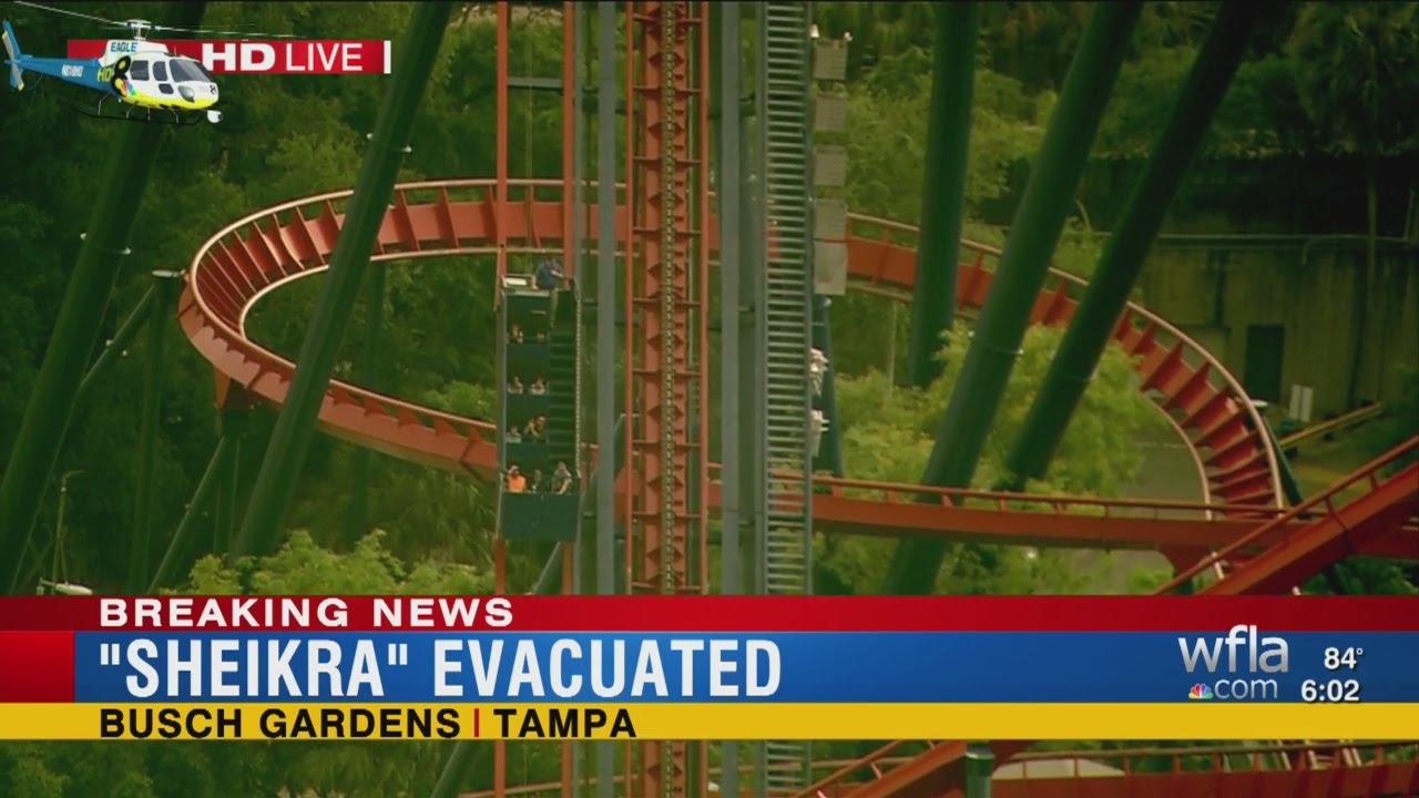 Busch Gardens Roller Coaster Gets Stuck Youtube