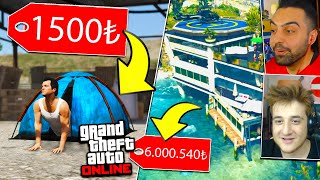 EN UCUZ (1500₺) VS EN PAHALI (6.000.540₺) EV ! GTA5 Online ! ÜMİDİ