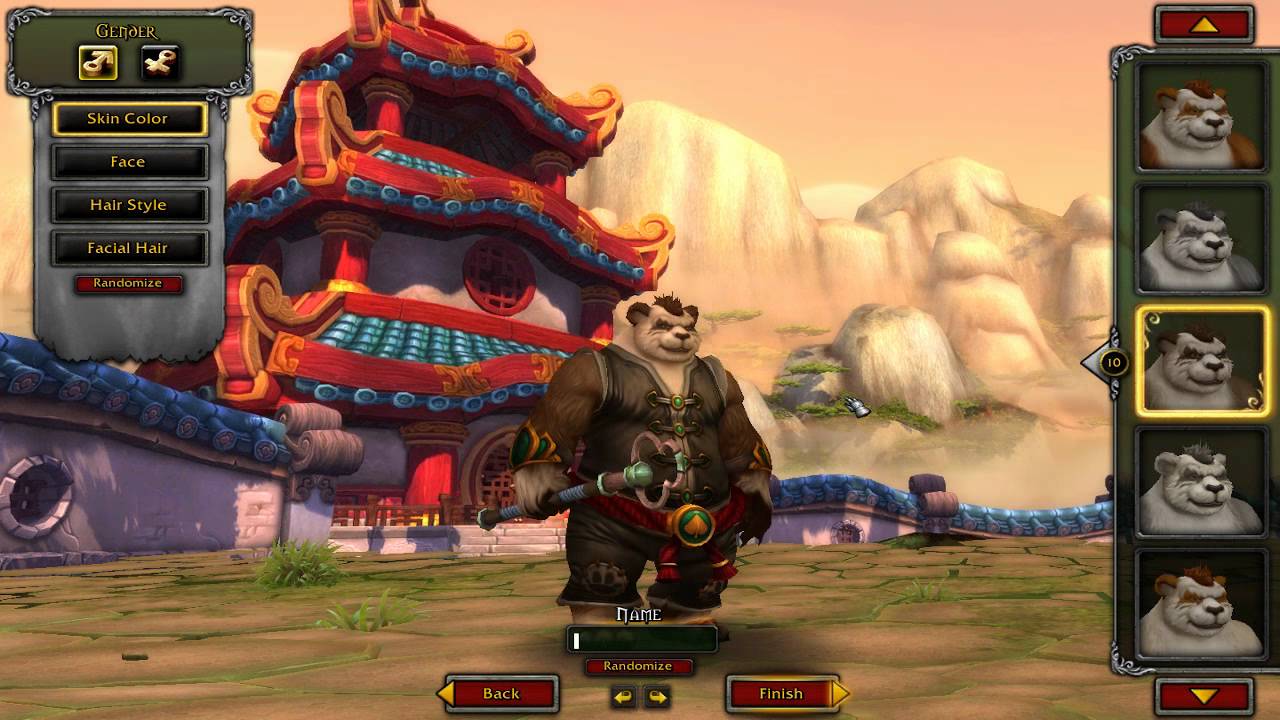 world of warcraft mists of pandaria character creation! - YouTube