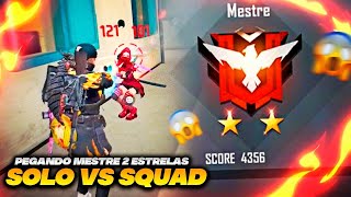 PEGUEI MESTRE 2 ESTRELAS JOGANDO SOLO VS SQUAD - FREE FIRE