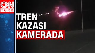 Yunanistandaki Tren Kazasında Çarpışma Anı Kamerada