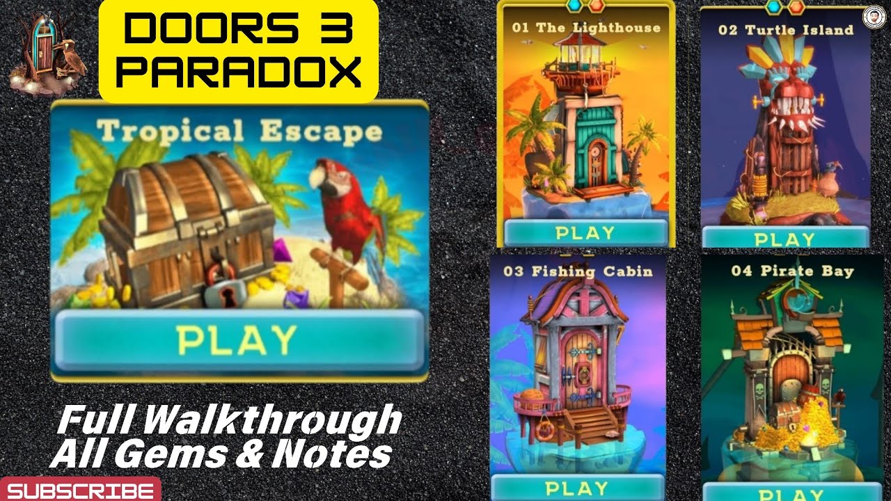Doors Paradox Tropical Escape Walkthrough [All Gems] [All Notes]