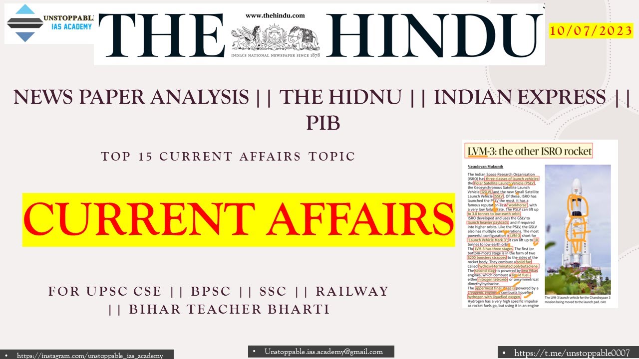 DATE 10-07-2023 || the Hindu || Indian express || PIB || CURRENT ...