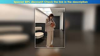 Discount Korean Version of Soft Waxy Lazy Wind Knitting Set 2024 Gentle Round Neck Pullover Sweater screenshot 5