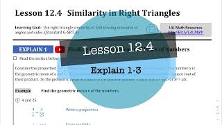 Geometry - Lesson 12.4_ Similarity in Right Triangles (Explain 1-3)
