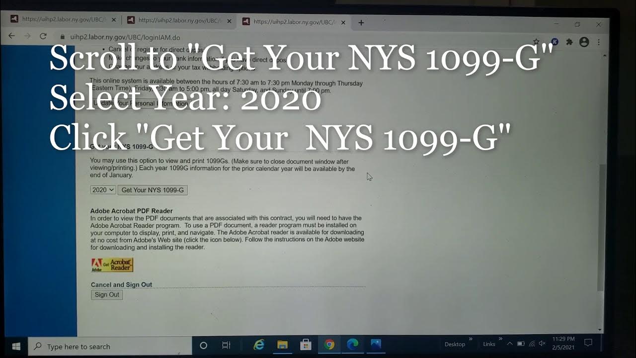 New York State Unemployment Statement Form 1099G Download Instruction