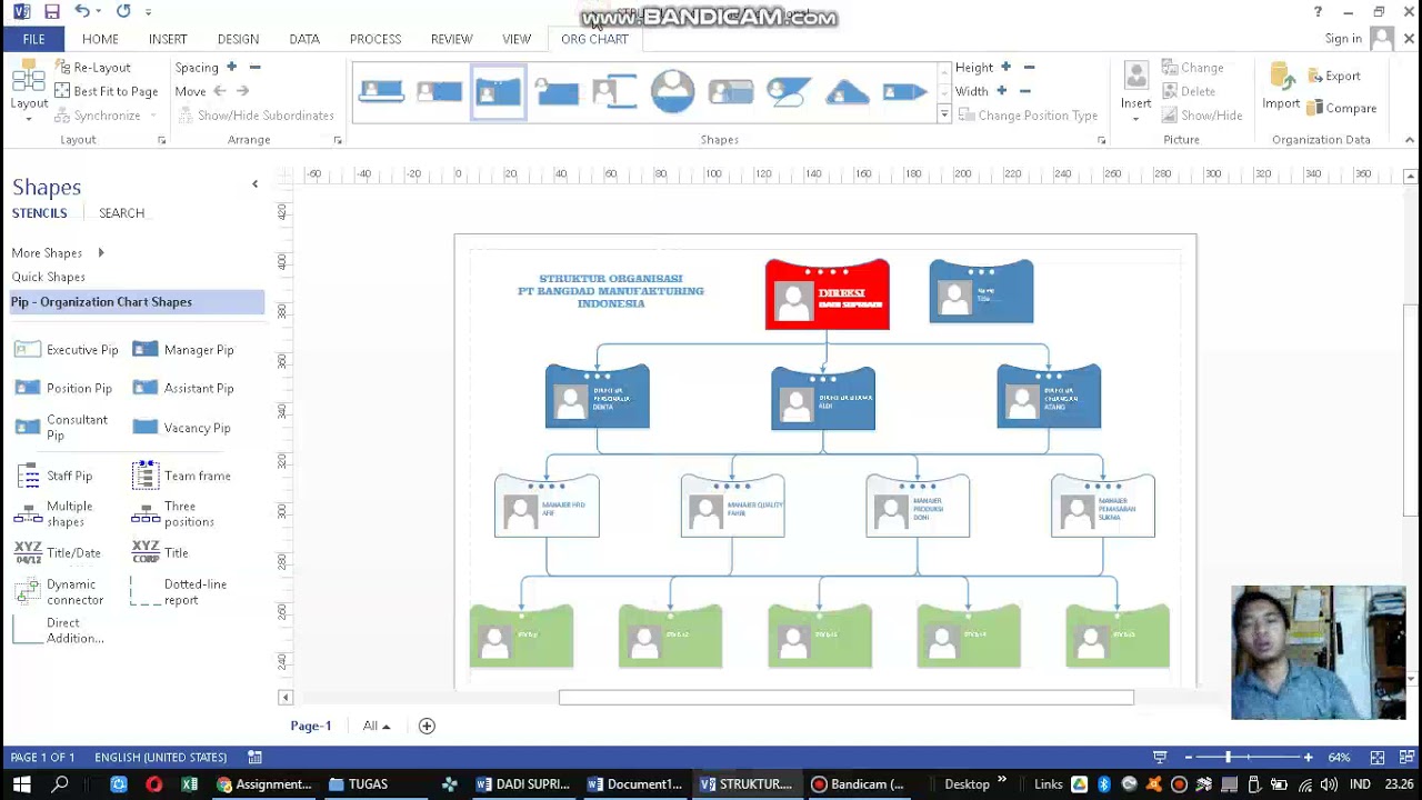 Tutorial Membuat Struktur Organisasi Dengan Microsoft Visio 2013. MK