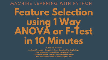 Feature Selection using 1 Way ANOVA or F-Test in 10 Minutes