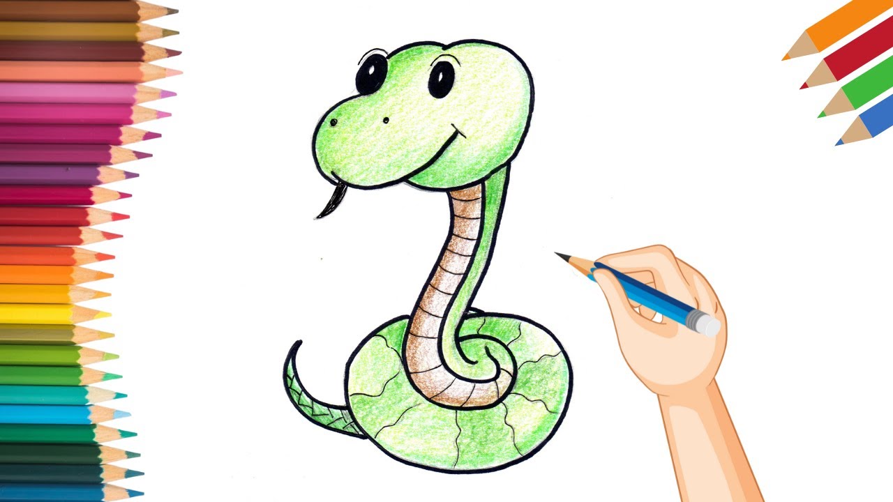 Como desenhar uma cobra kawaii 