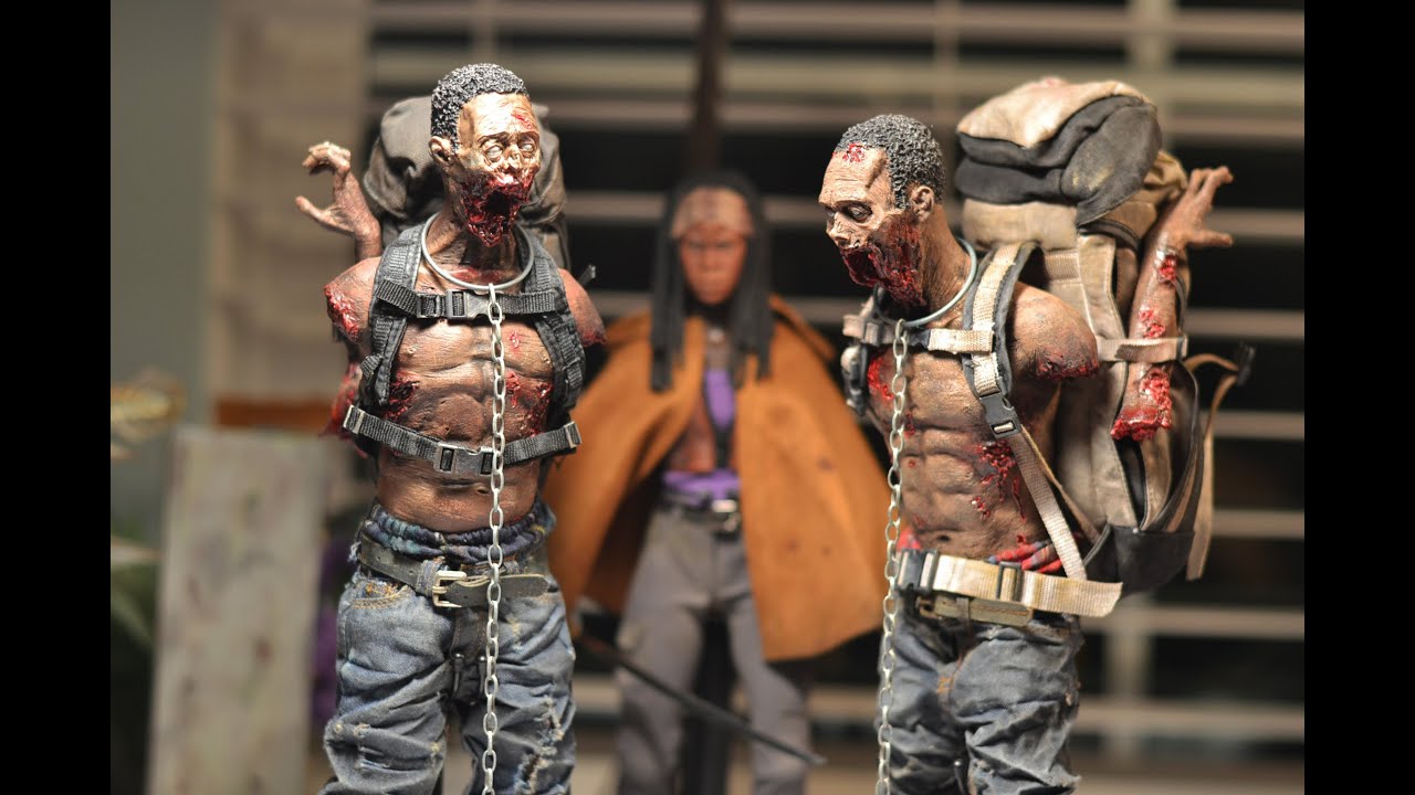 12" 1/6 The Walking Dead MICHONNE'S ZOMBIE PET TWINS SET by ThreeZero closer look