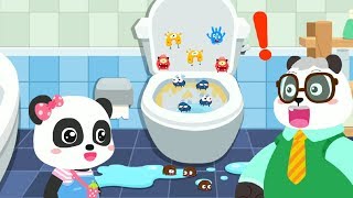 Trò Chơi Vui Nhộn Cho Bé - Gấu Trúc nhỏ Giúp Bố Làm Sạch Bồn Cầu Toilet - Bé học dọn dẹp screenshot 4