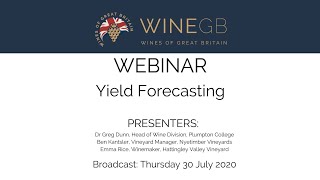 Webinar: Yield Forecasting - July 30th 2020